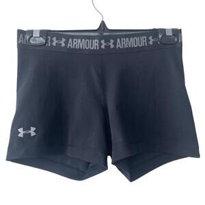 Under Armour Women’s Black HeatGear Compression Shorts Small Logo Waistband